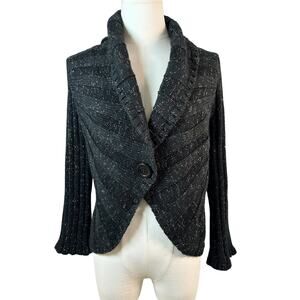 ✨ WHBM Sparkle & Shine! Black Cropped Cardigan with Shawl Collar  ✨